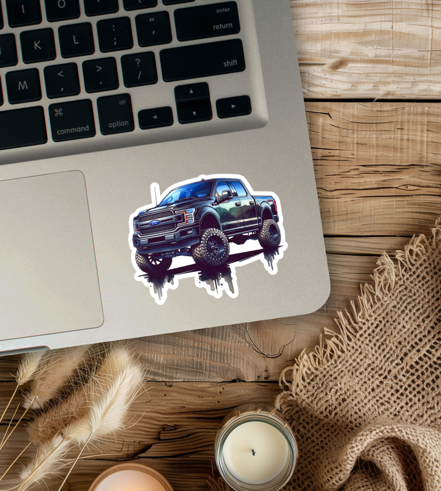 Ford Truck Lifted Watercolor Design Vinyl Sticker Laptop, Water Bottle etc.