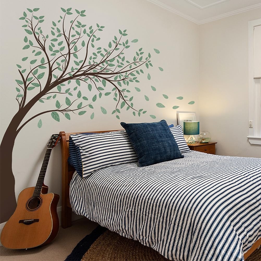 4 Sheets Green Tree Wall Decals Big Tree Wall Stickers Large DIY Large Tree