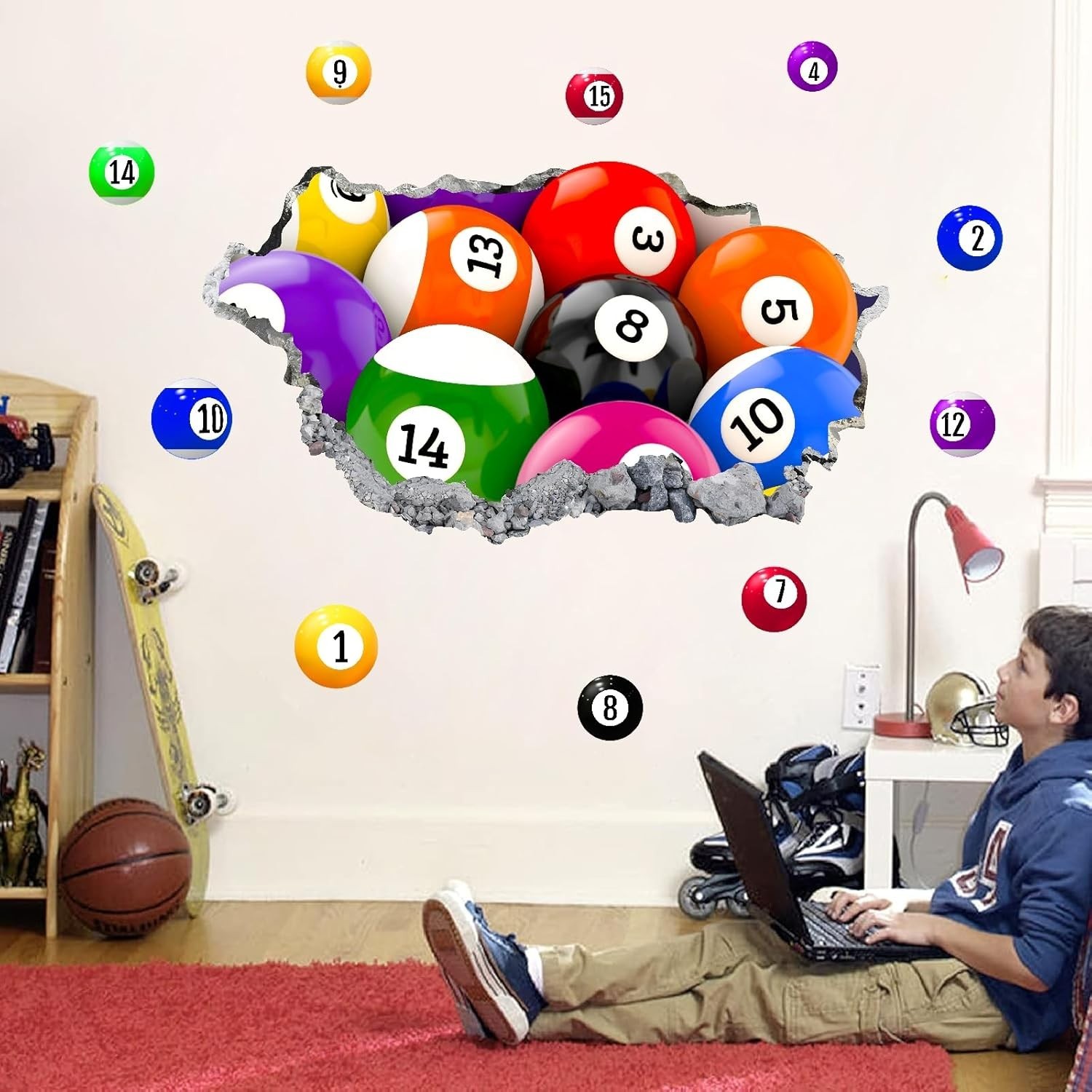 Removable Billiard Ball Wall Decals – Sporty Decor for Playrooms and Nurseries