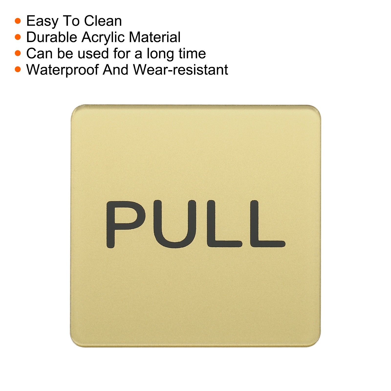2 Pack Push Pull Door Sign Self-Adhesive Square Acrylic Gate Sticker Golden