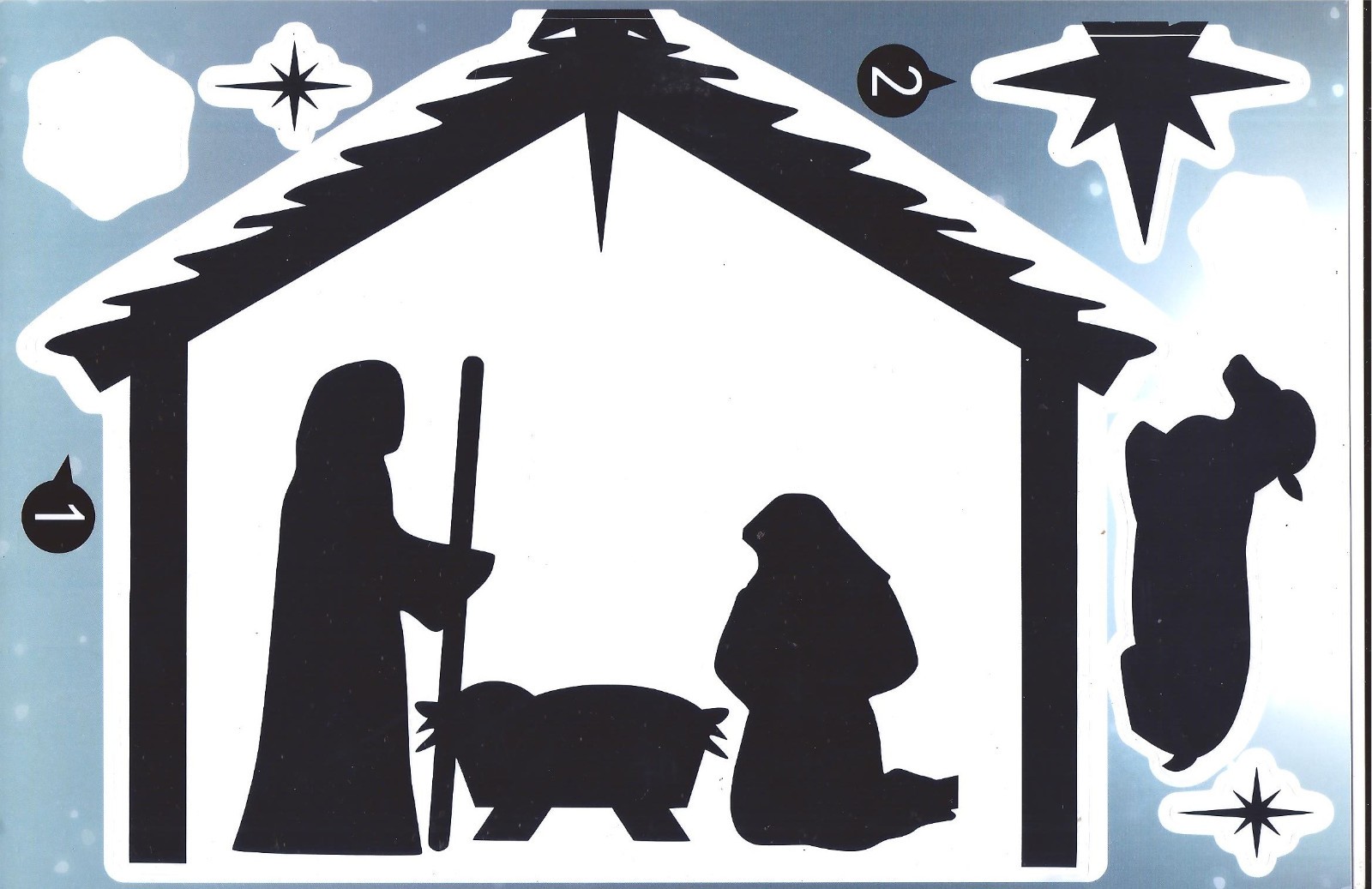 9 PANELS – CHRISTMAS NATIVITY WINDOW CLINGS Decorations Total 5 Foot Long $6Ship