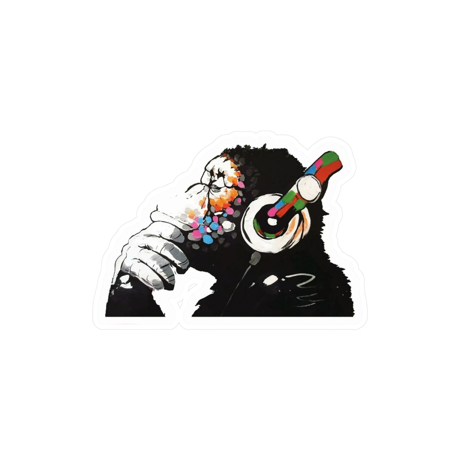 Banksy Monkey Headphones Graffiti Sticker