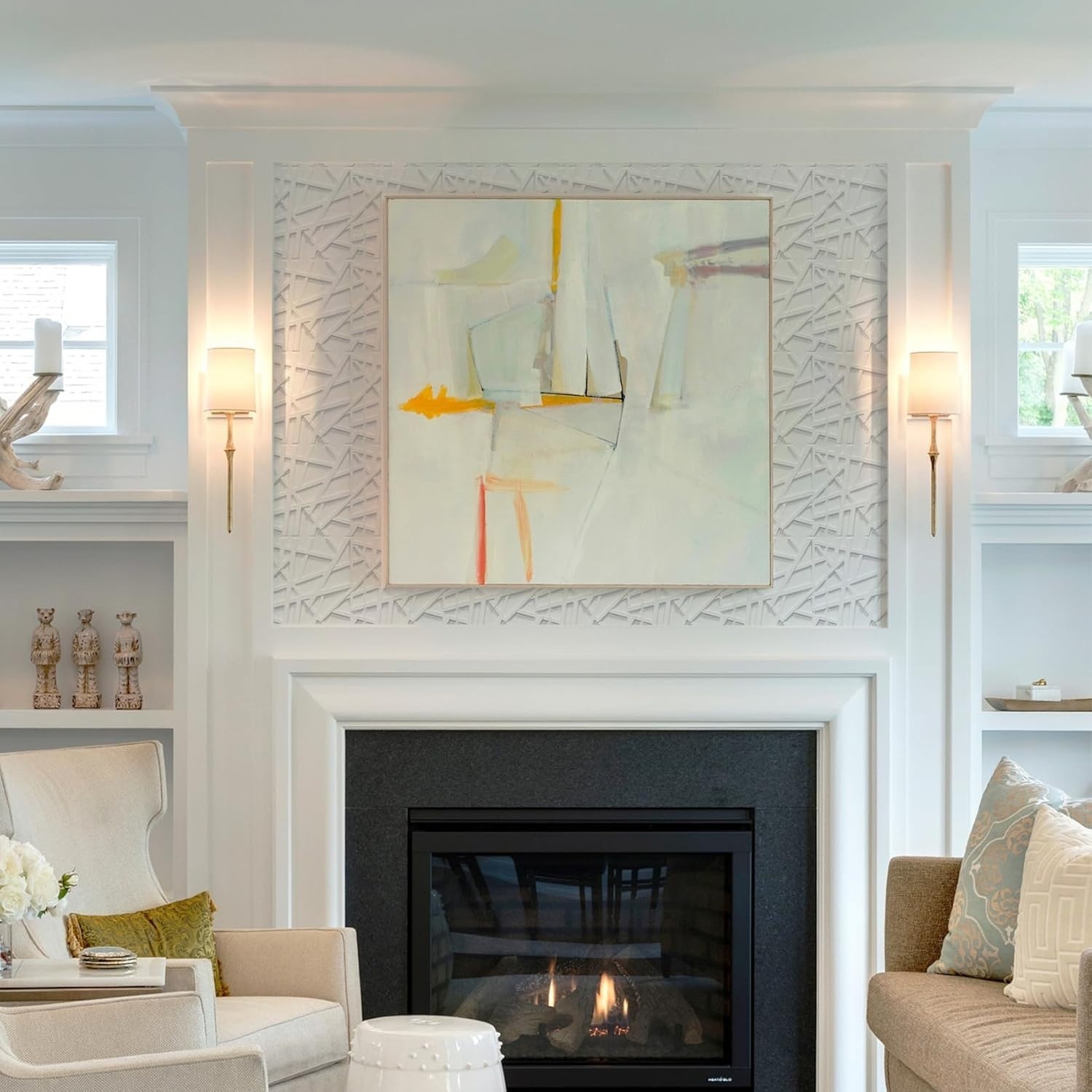 33 Pack White 3D Wall Panels 12"x12" Decorative PVC Tiles, Accent Textured