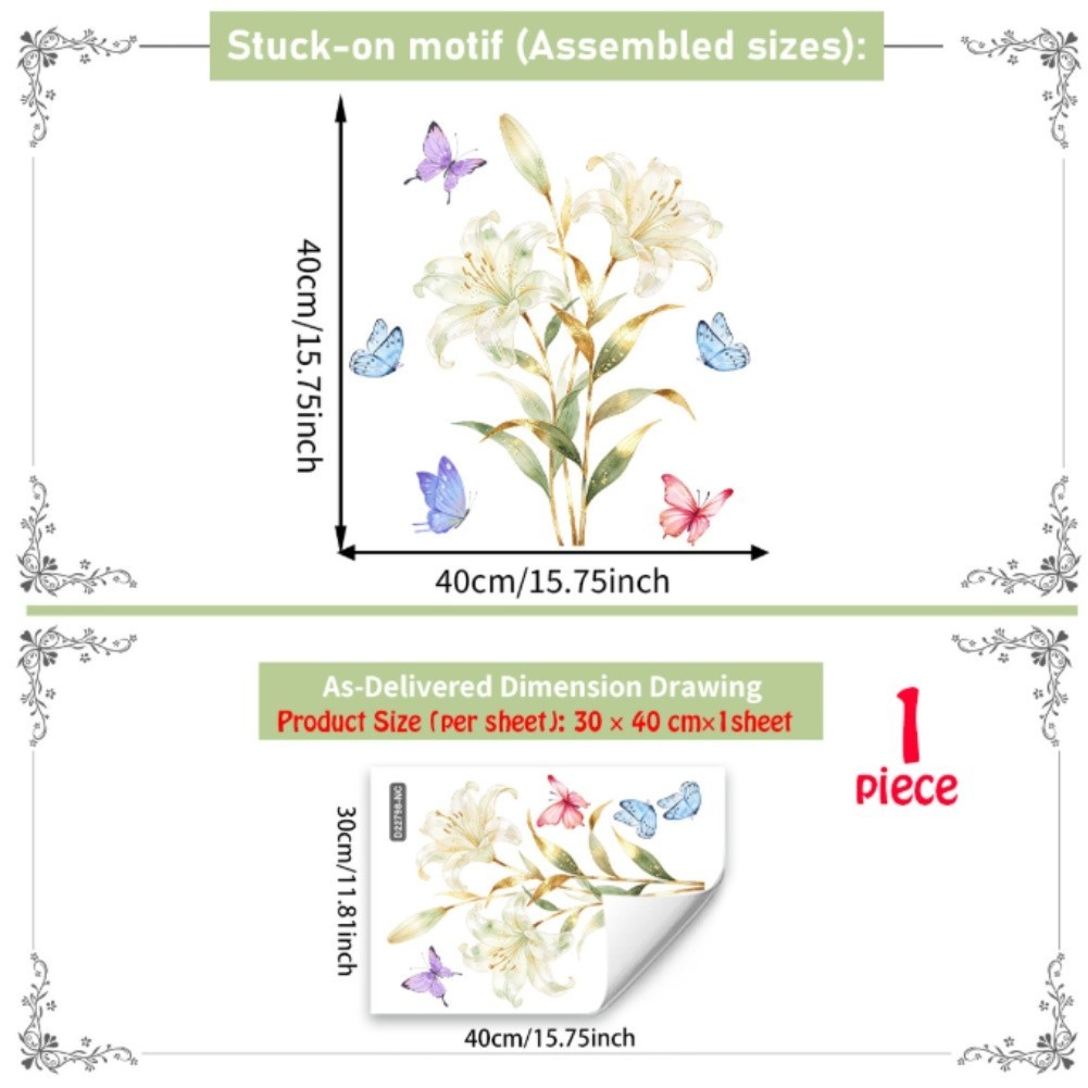 Floral Window Clings Fade-resistant PVC Vinyl Water Application Method