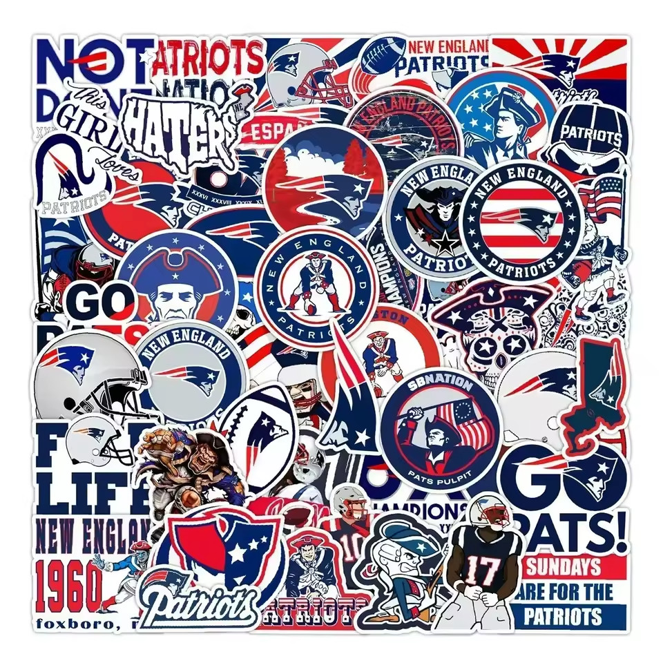 AMERICAN FOOTBALL (RUGBY) TEAM STICKER PACKS, 50pcs Each Package