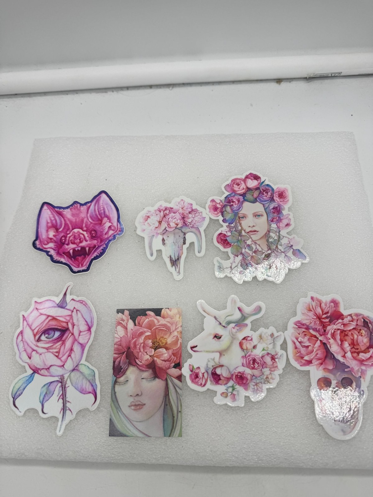 Tracy Lewis Art Illustrations Set of 6 Stickers Bat Skull Flowers