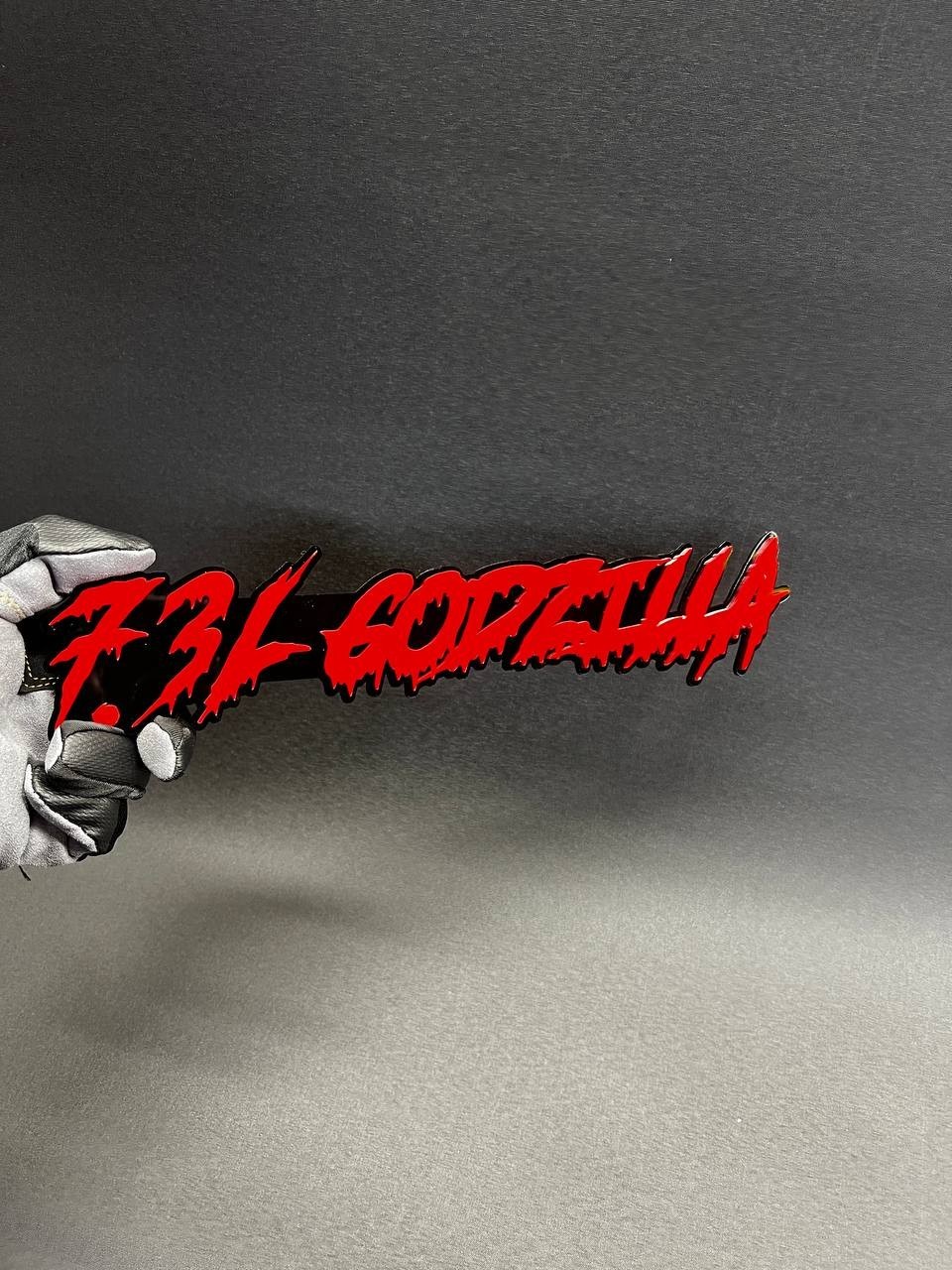 1X 7.3L Drip Godzilla Custom 3D Text Car Badge Fender Emblem Tailgate Toolbox 3D