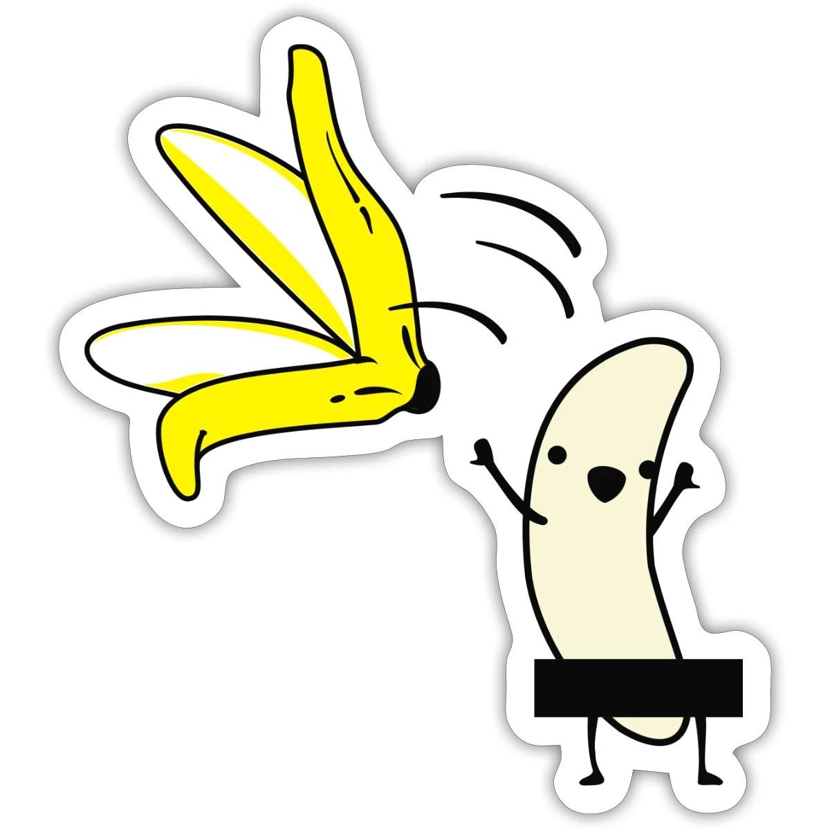 Naked Banana Striptease Censored Sticker, max. 4 x 4"