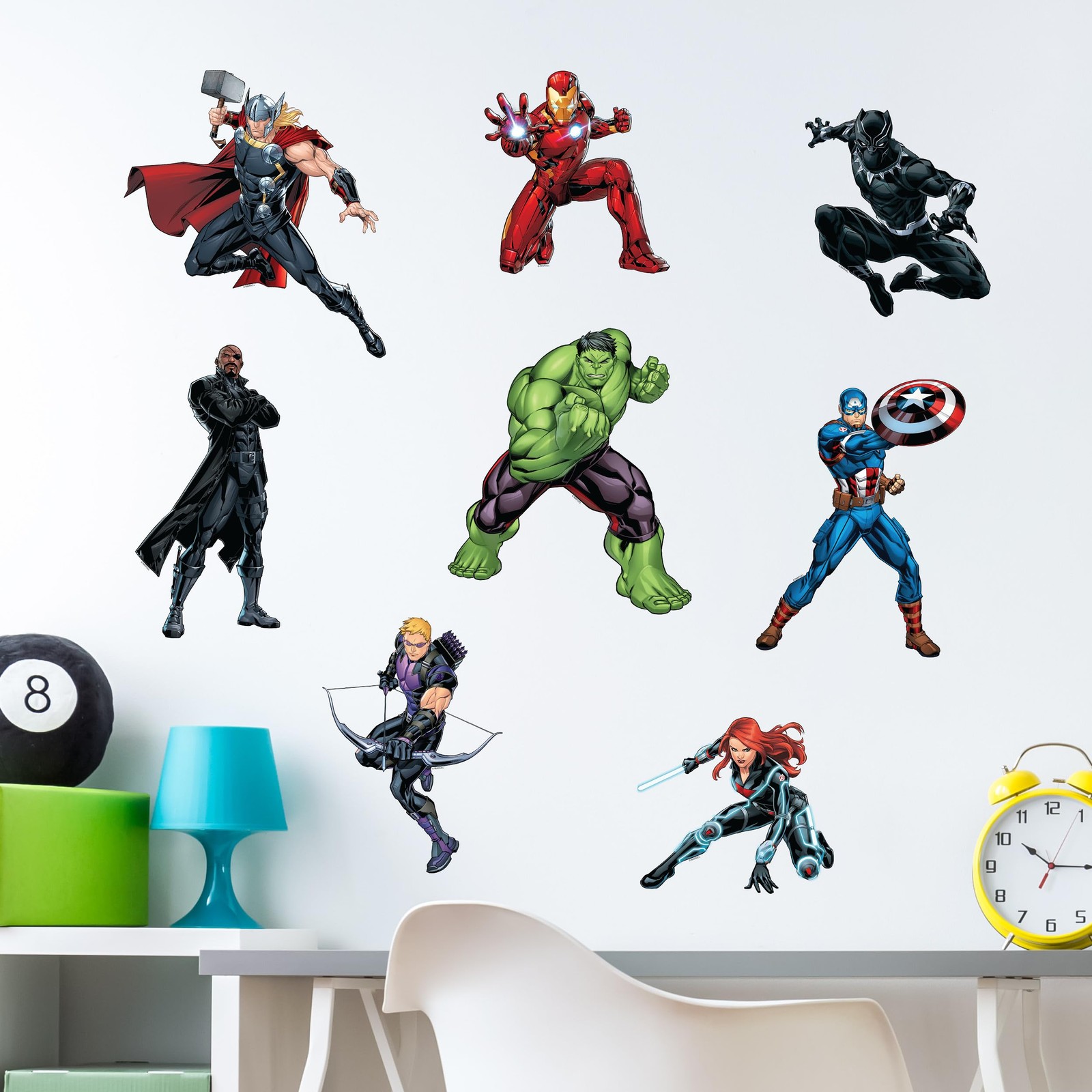 Marvel The Avengers Wall Decals – Set of 8 Hulk Iron Man Captain America Blac…