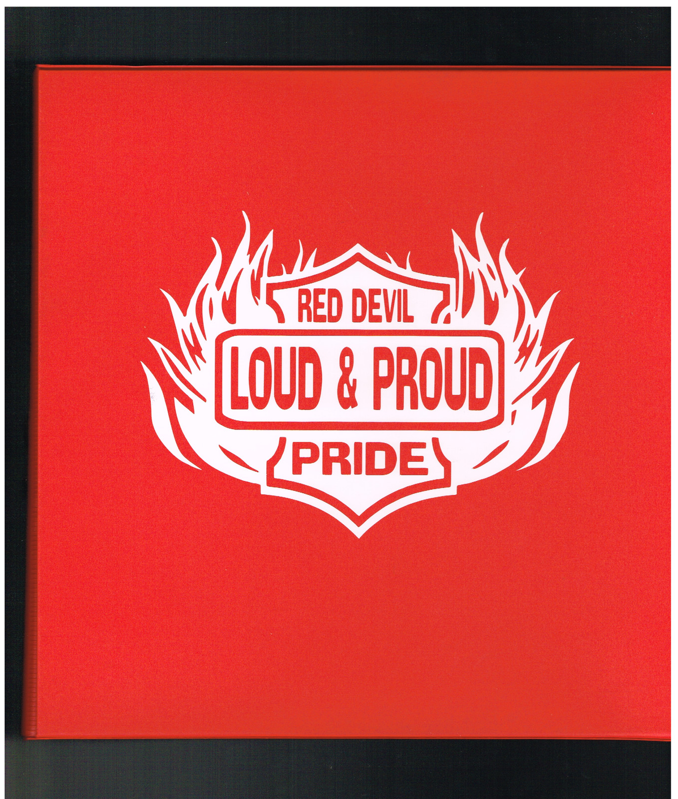 Red Devil Pride Vinyl Decal Loud & Proud Bar Shield Flames 7.5” x 6” White