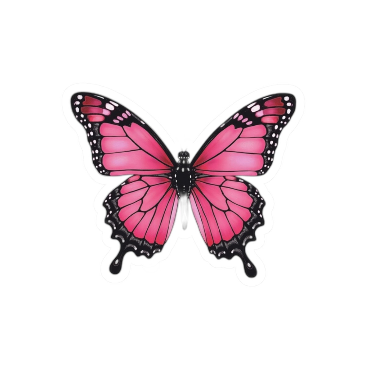Pink and Black Butterfly Kiss-Cut Sticker – Vibrant Gothic Art