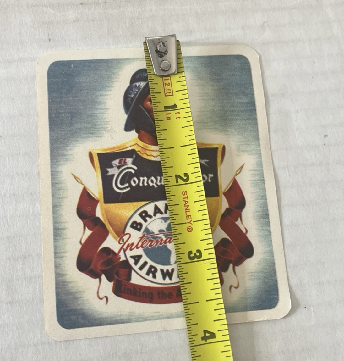 Braniff International Airways Conquistador Luggage Label c1955