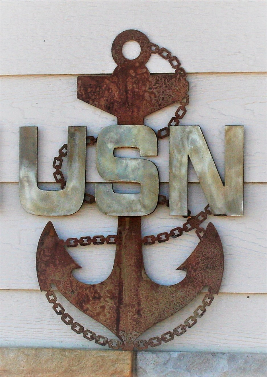 US Navy Chief Anchor Rustic Steel Wall Decor — 19" tall
