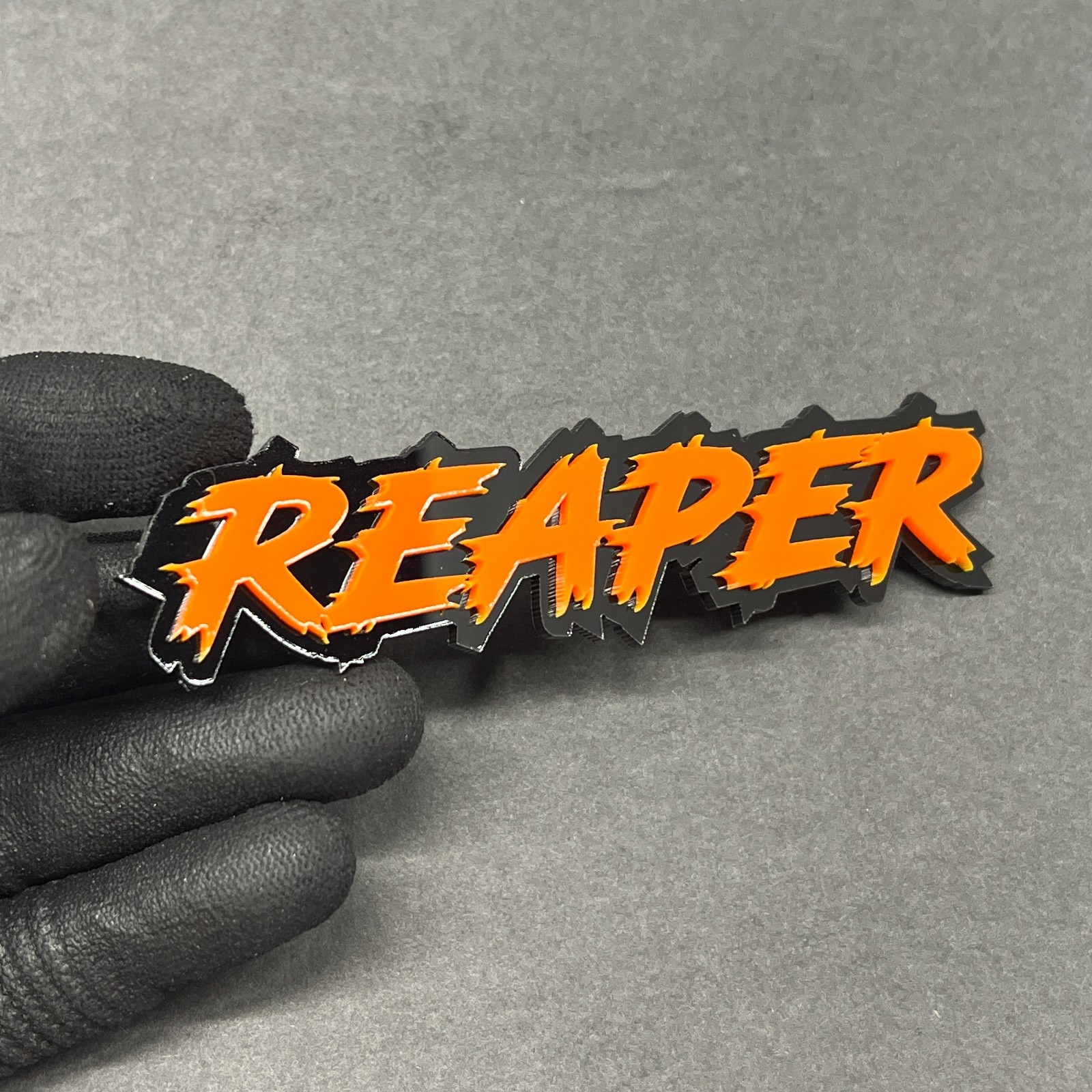 Custom Text Badge – Type Your Own – Lightning Font – Custom Acrylic Emblem
