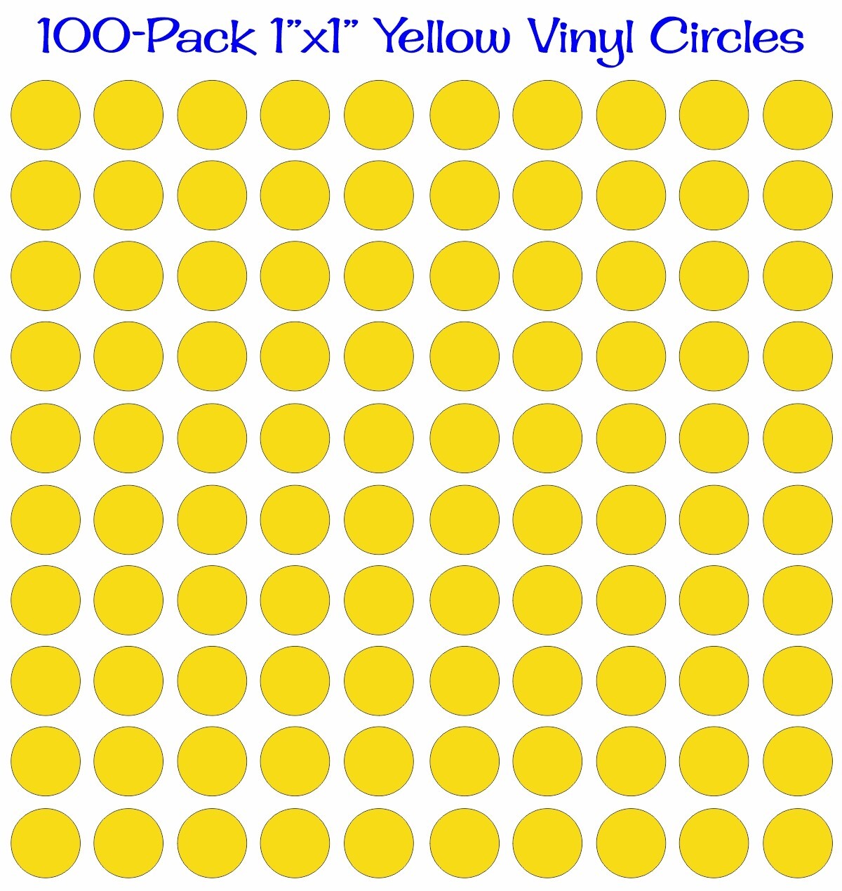 100 pack – 1"x1" Round Yellow Vinyl Stickers / Decals Circles Polka Dots Die Cut