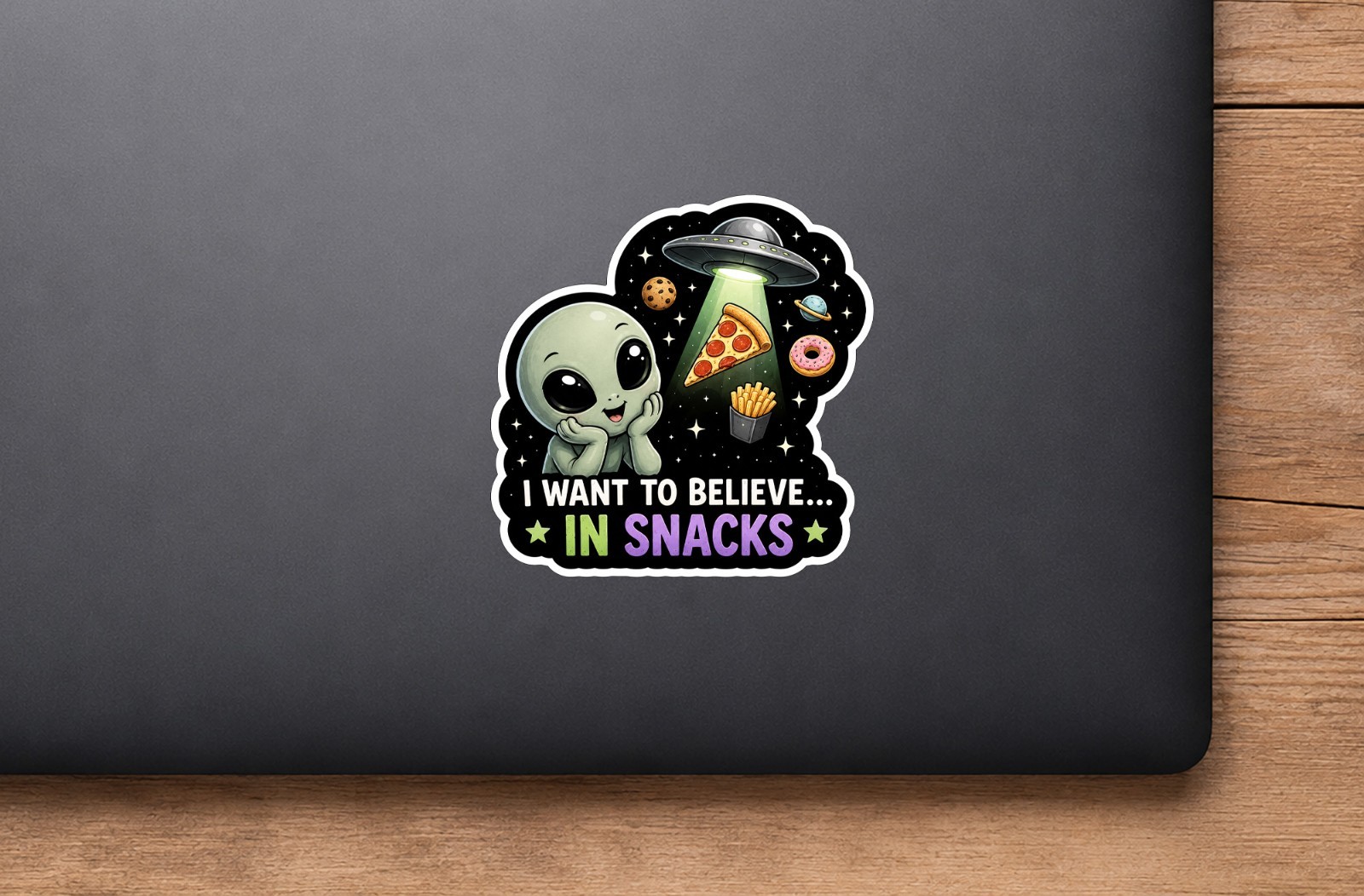 Alien Vinyl Decal Sticker UFO Space Sci Fi Laptop Window Binder Locker Cute