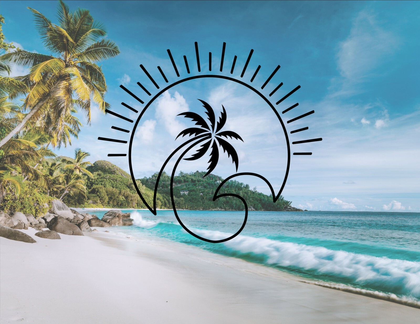 Ocean Wave Palm Tree Beach Bumper Car Window Vinyl Decal Sticker Tumbler Laptop