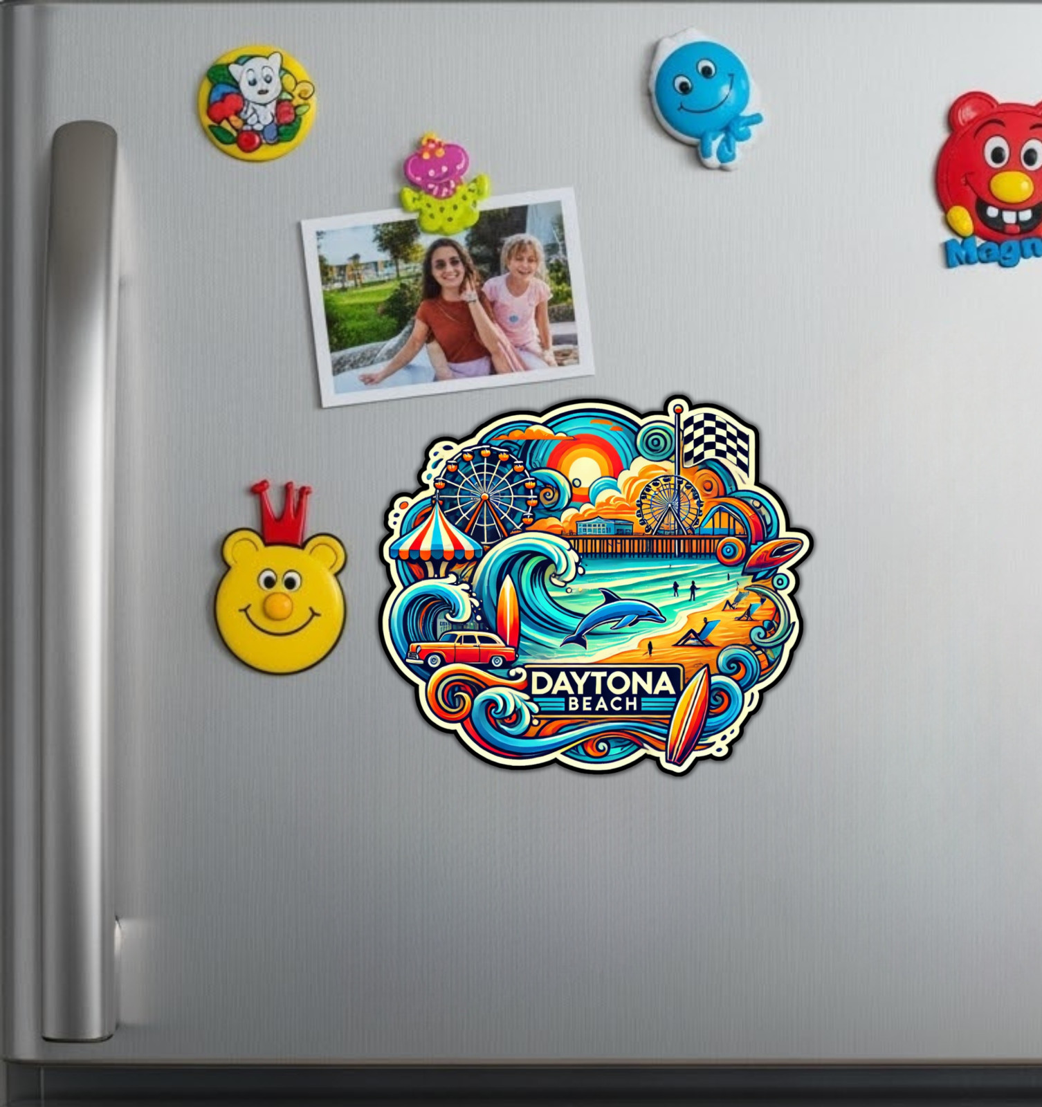 Daytona Beach Florida Fridge Magnet or Laptop Sticker