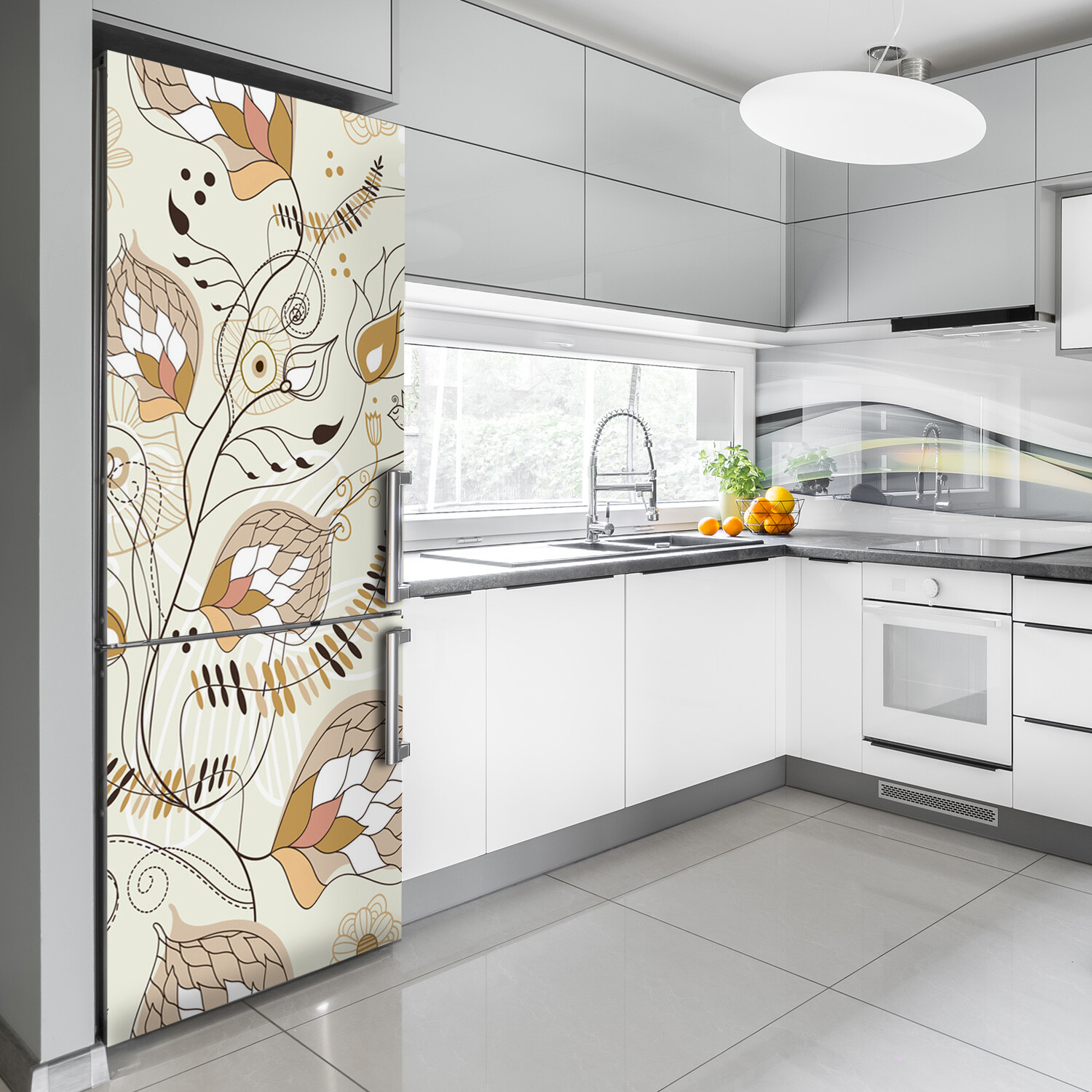 3D Refrigerator Wall Kitchen Removable Sticker Magnet Flowers Plants ornaments