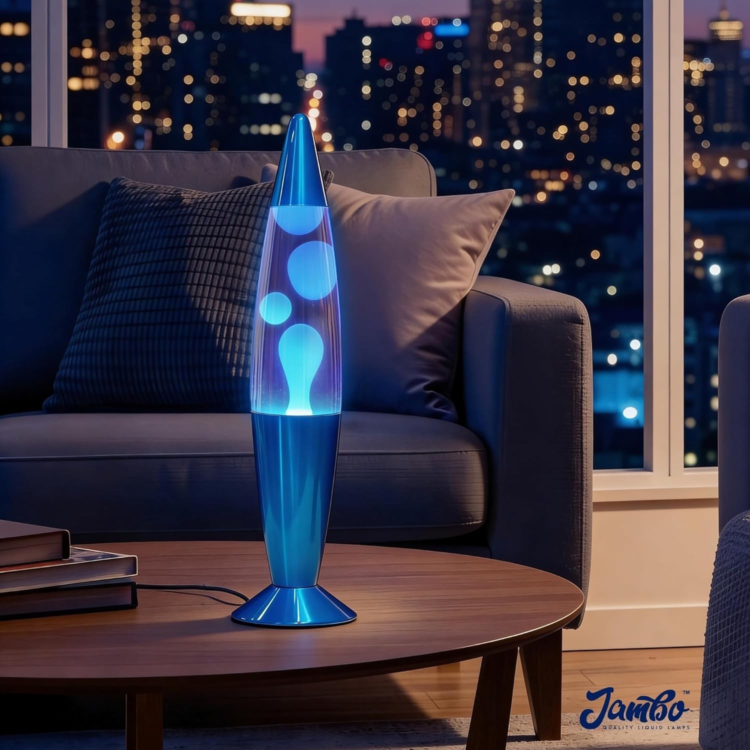 Lava Lamp 16in Blue White Wax Relaxing Liquid Motion Night Light Home Decor Room