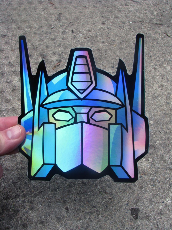 Jumbo Prime Holographic Sticker Truck Robot 80s G1 Metallic Decal