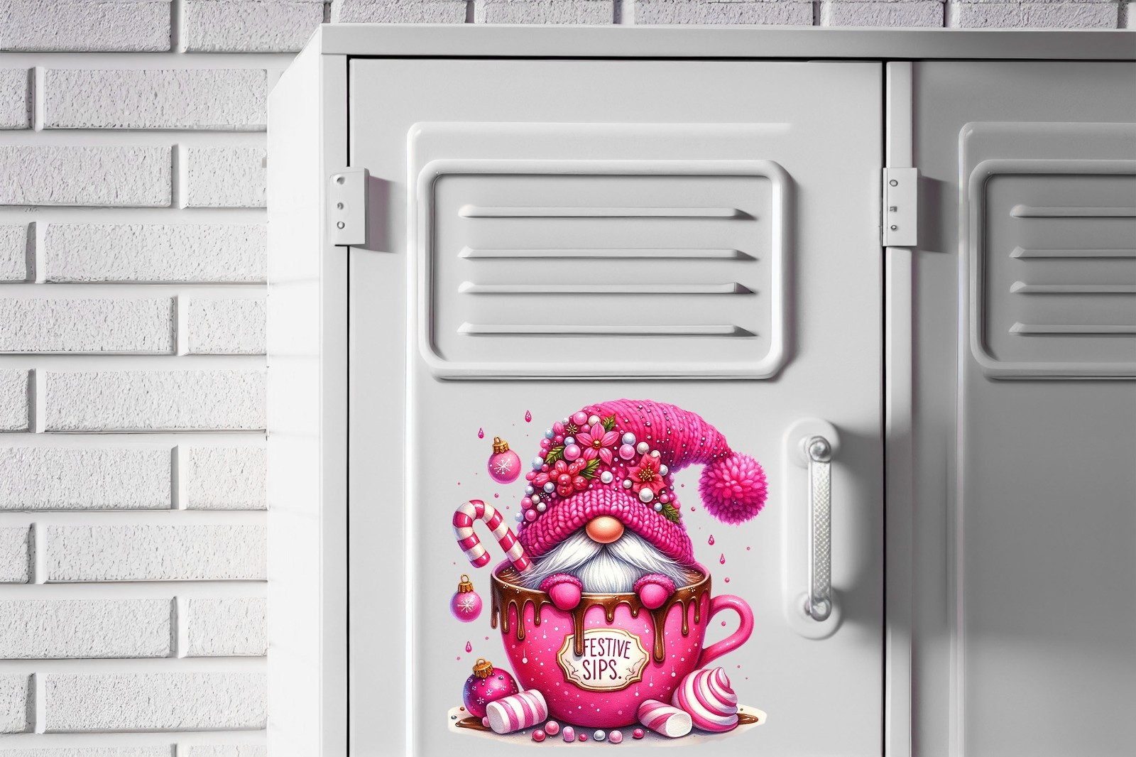 Pink Hot Cocoa Gnome UV DTF Transparent Sticker / Decal