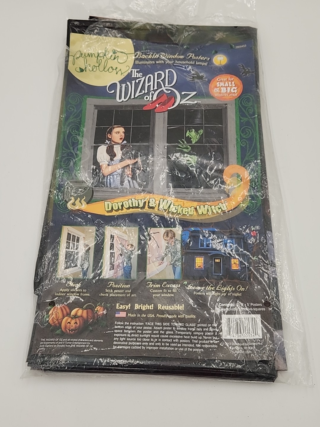 Pumpkin Hollow WIZARD OF OZ Window Backlit Posters Dorothy & Witch Set Of 2 3×5'