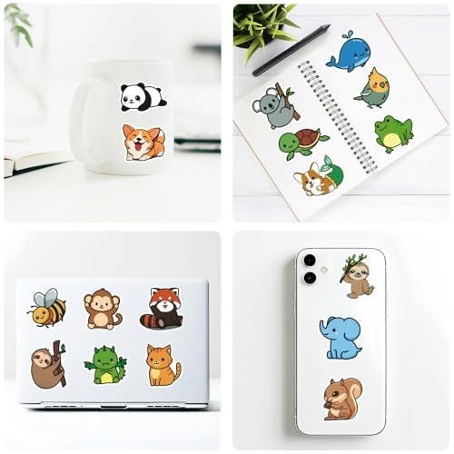 Cute Animal Stickers 200pcs Waterproof Vinyl Decals for Kids & Adults