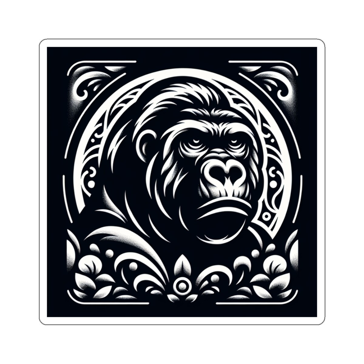 Sticker Art Deco Gorilla Illustration Vintage Style Decor 2×2" 3×3" 4×4" 6×6"