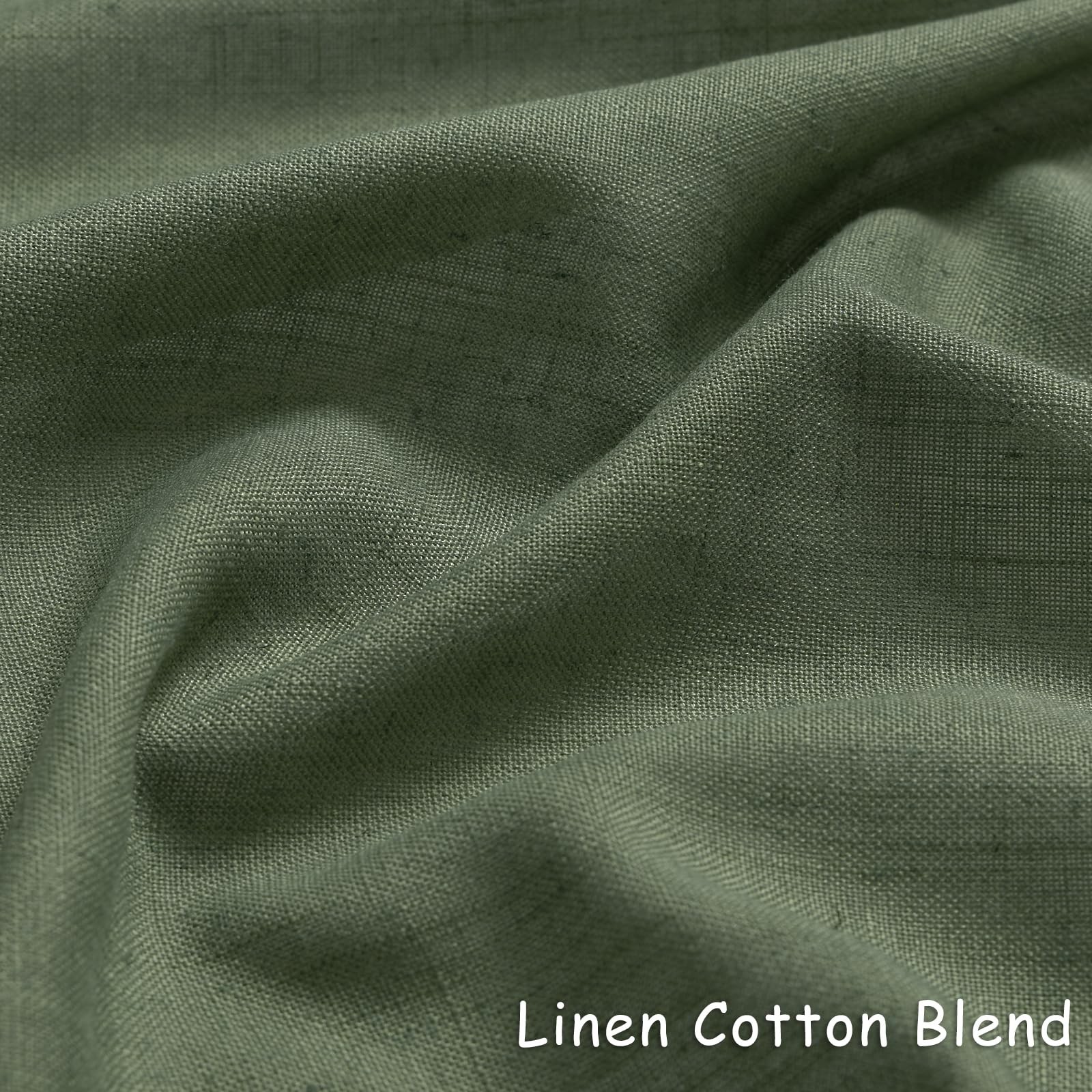 Green Linen Curtains 54 Inch Length 2 Panels for Kitchen Dining Room Grommet …