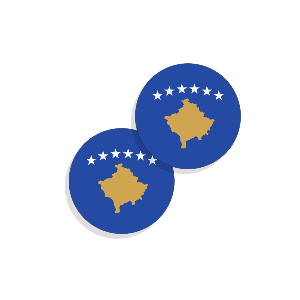 Kosovo Flag Stickers Flag Decals Vinyl Round Indoor Outdoor Circles 4 pack