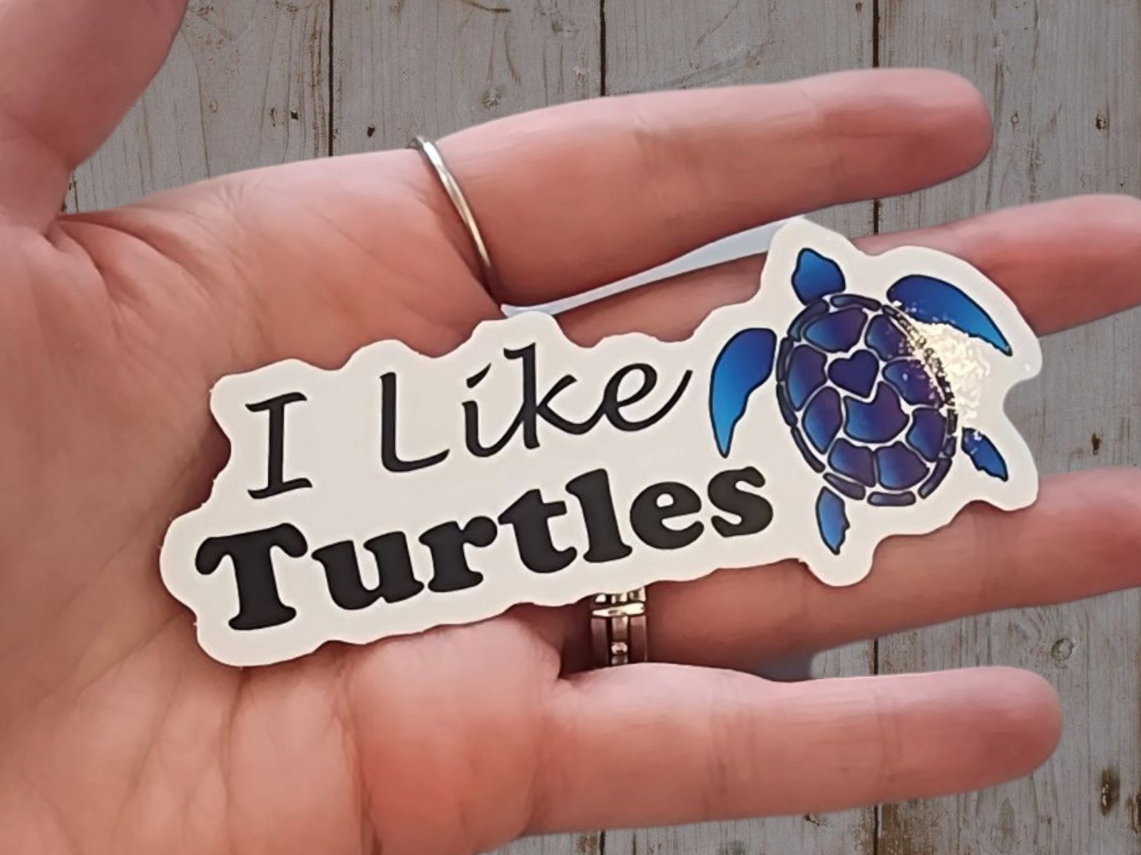 "I Like Turtles" with a Sea Turtle Sticker, Waterproof for Tumblers & More