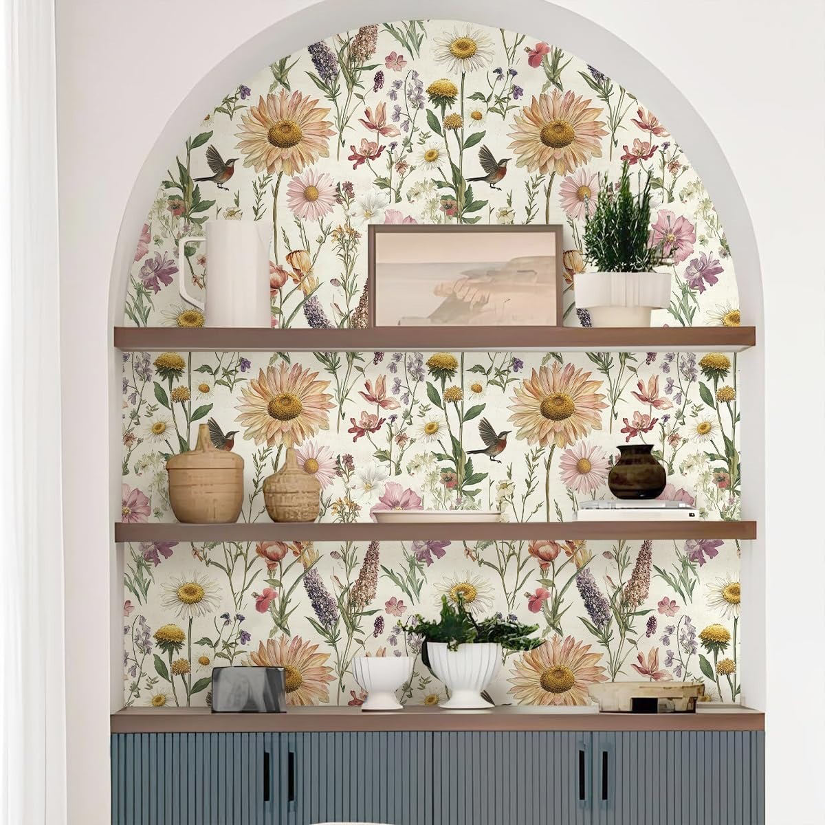 Floral Peel and Stick Wallpaper Vintage Flower Contact Paper