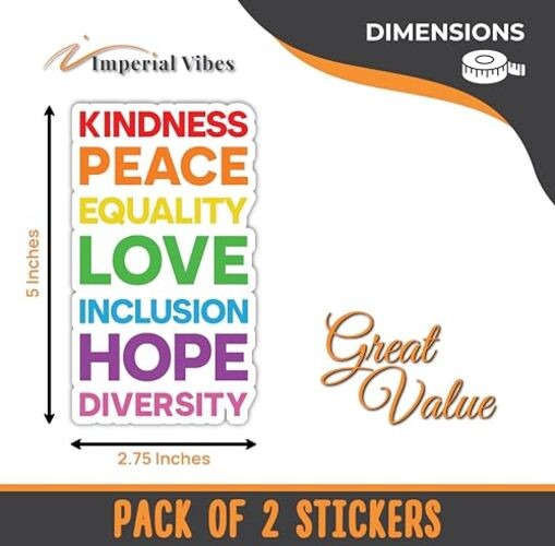 Vinyl Decal for Cars, Trucks, and Vans – Kindness, Peace, Equality