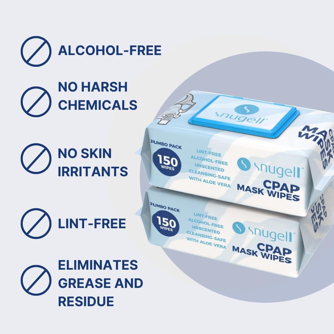 Unscented Travel CPAP Mask Wipes Antibacterial (150 Count) –100% Soft Cotton– Li