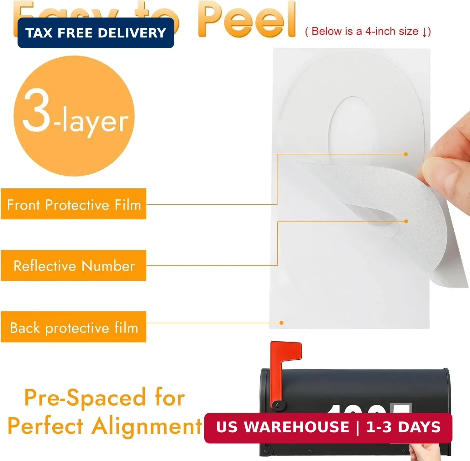 MOWPOG 80 PCS Reflective Mailbox Numbers for Outside, 3 Inch Self Adhesive Water