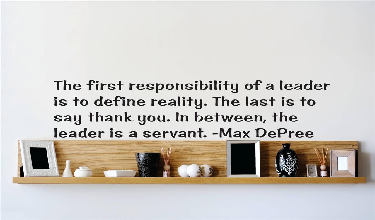 Max DePree Leadership Quote | Inspirational Vinyl Wall Decal | 22"x7" [Q235]