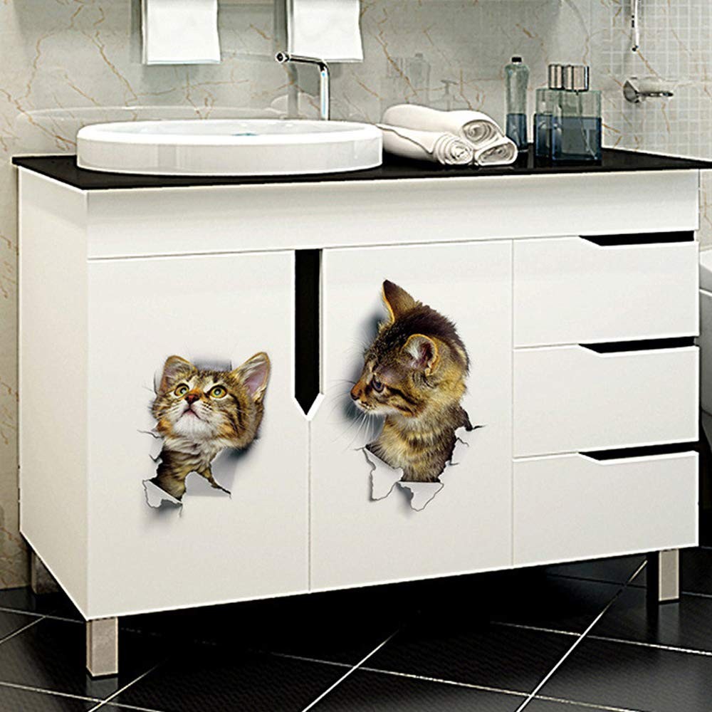 12 Pack 3D Cat Wall Stickers Peel and Stick Wall Decals for Nursery Room Toilet