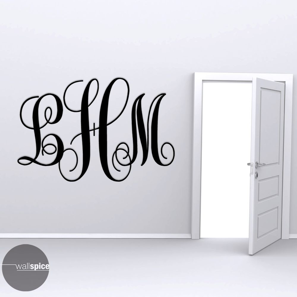 Vine Interlocking Monogram Letters Vinyl Wall Decal Sticker Art Home Decor
