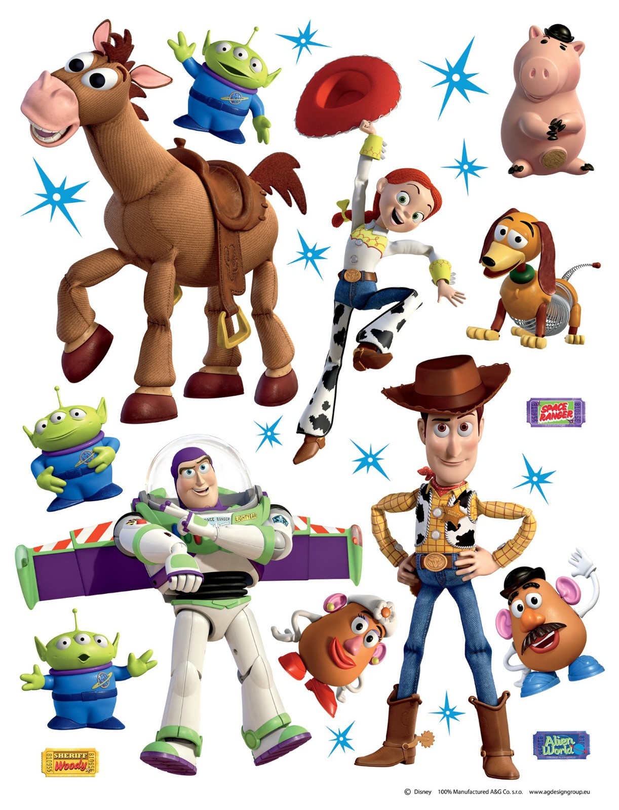 Toy Story Character Wall Stickers 65×42.5cm Disney Vinyl Decals Set Baby Bedroom