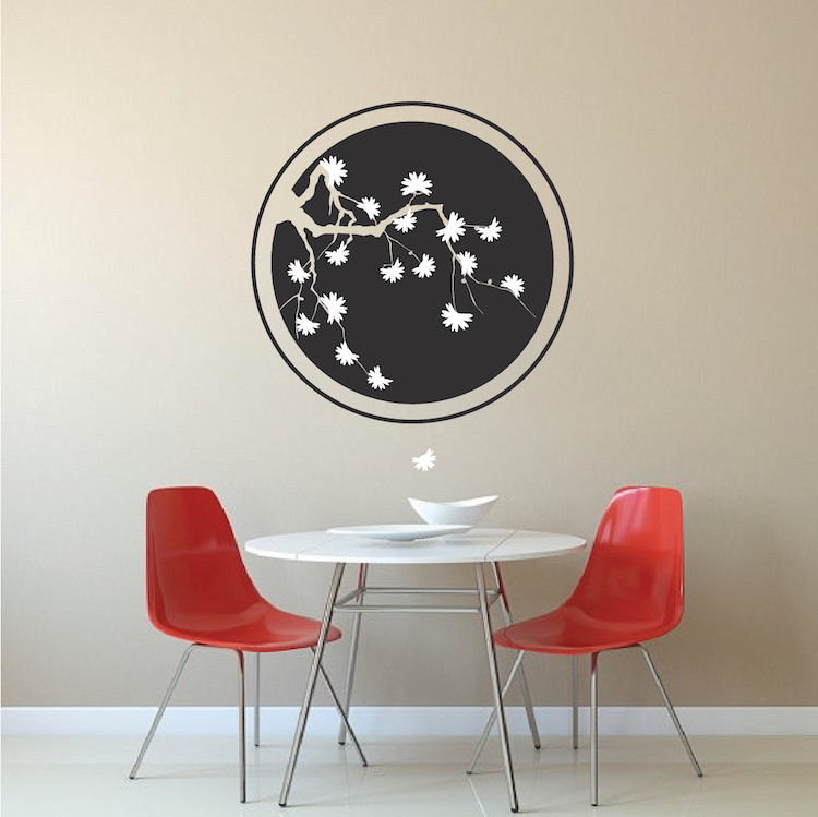 Tree Branch Circle Wall Decal Wallpaper Floral Plant Life Removable Design, b32