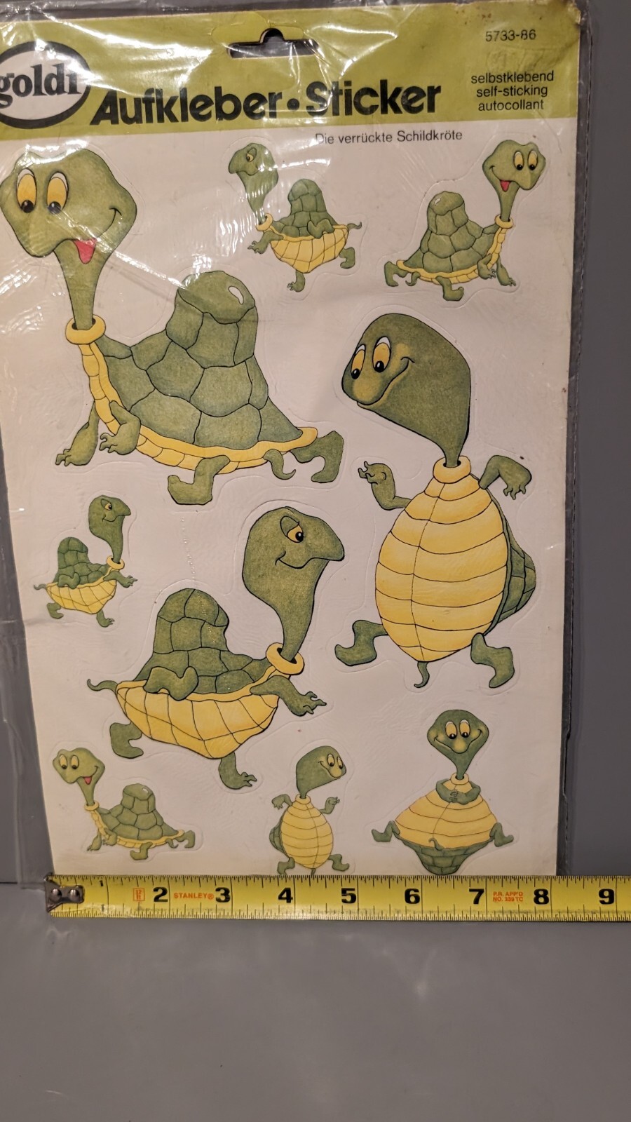 NOS Goldi Turtle Vinyl Stickers Aufkleber Made in Germany Vintage RARE 8 x 13
