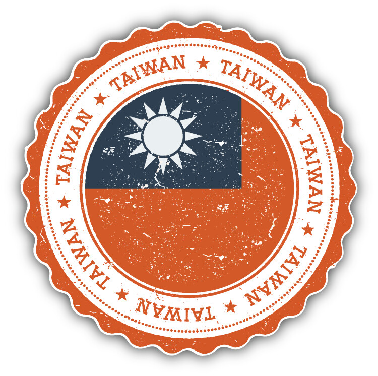 Taiwan Flag Grunge Rubber Stamp Car Bumper Sticker Decal