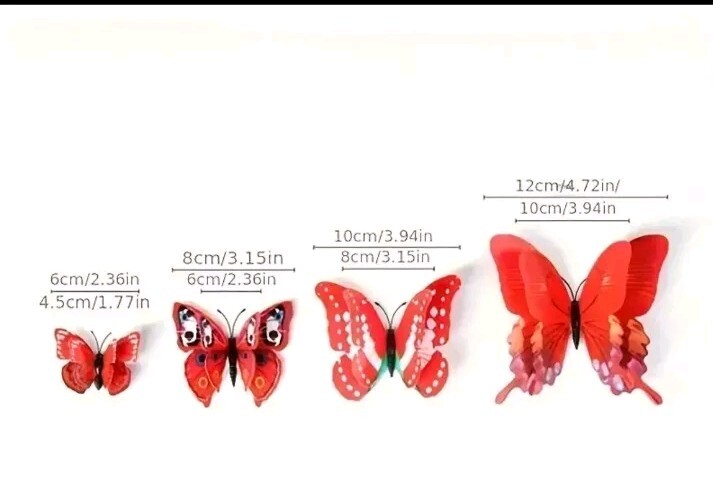 3D Magnetic Butterfly Wall Sticker Reusable PVC 12 Pack WHITE Butterflies Asst