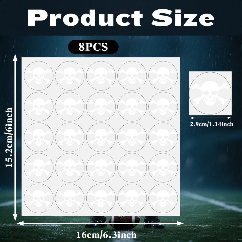 Skull Helmet Stickers, 200 Pcs Youth Football Helmet Stickers, 1-1/8 Inches