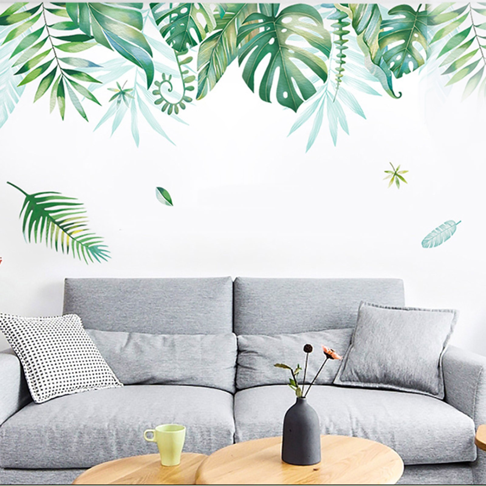 GREEN Tropical Assorted Hanging Removable PVC WALL STICKER Bedroom Decorations
