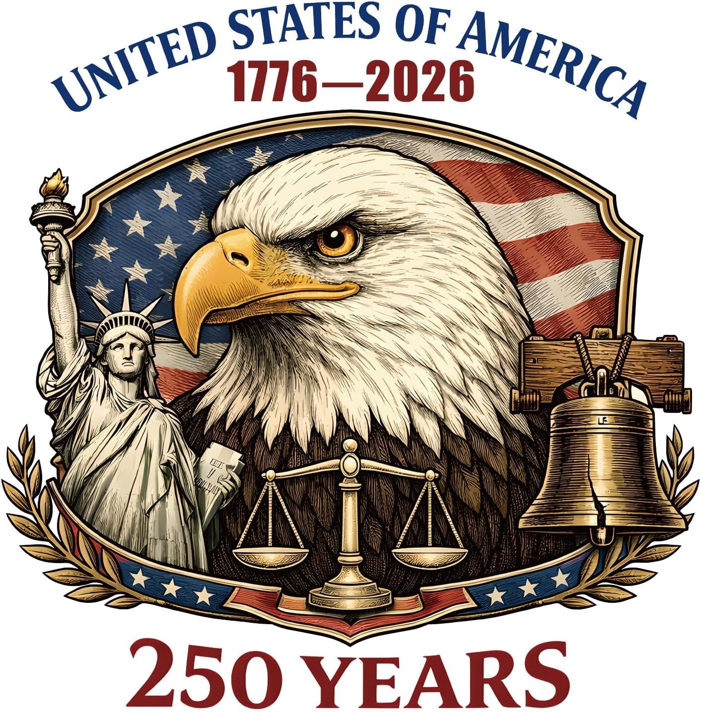 USA Car Decal Sticker 250th Anniversary 1776-2026 Patriotic Bumper 3pcs