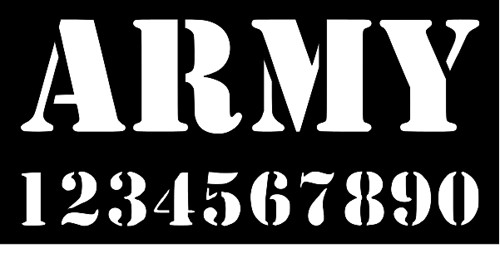 Army & Army Numbers Stencil Set Template Airbrush 5 1/2" x 11 1/2"