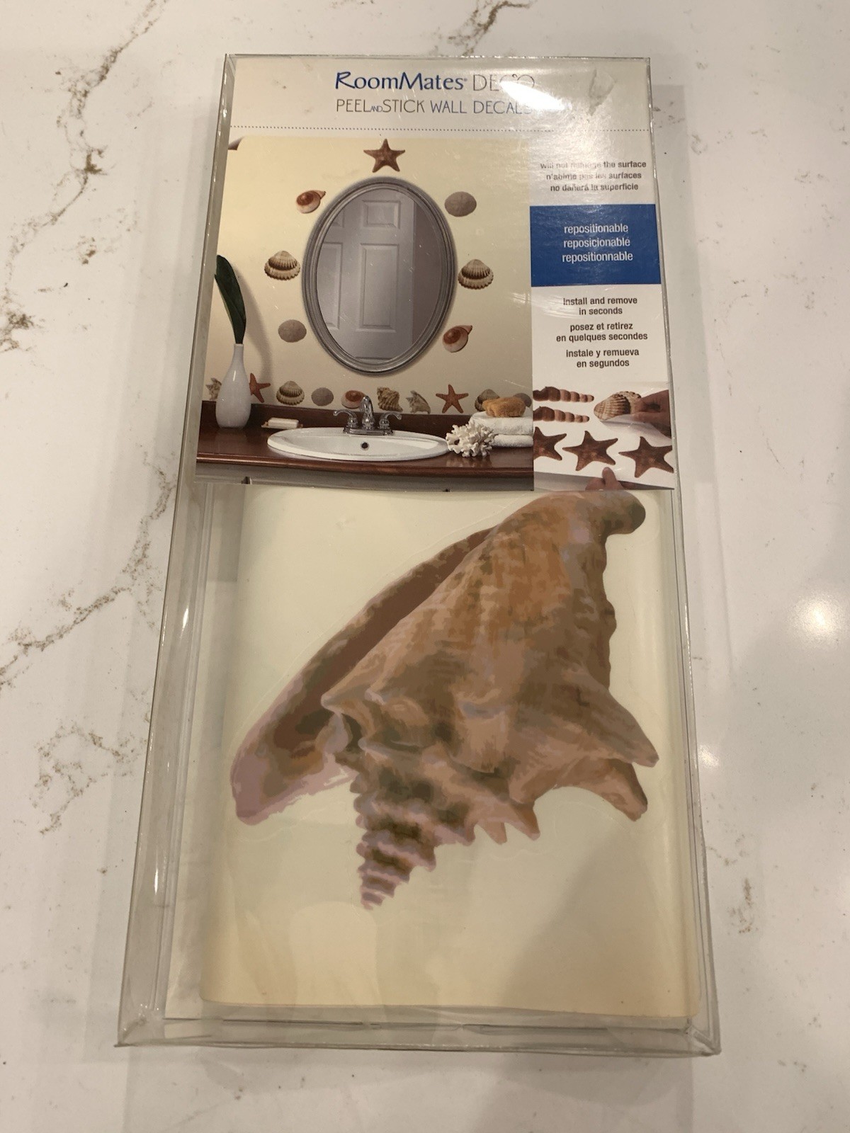 Nautical Seashell & Starfish Peel & Stick (41) Repositionable Wall Decals NEW