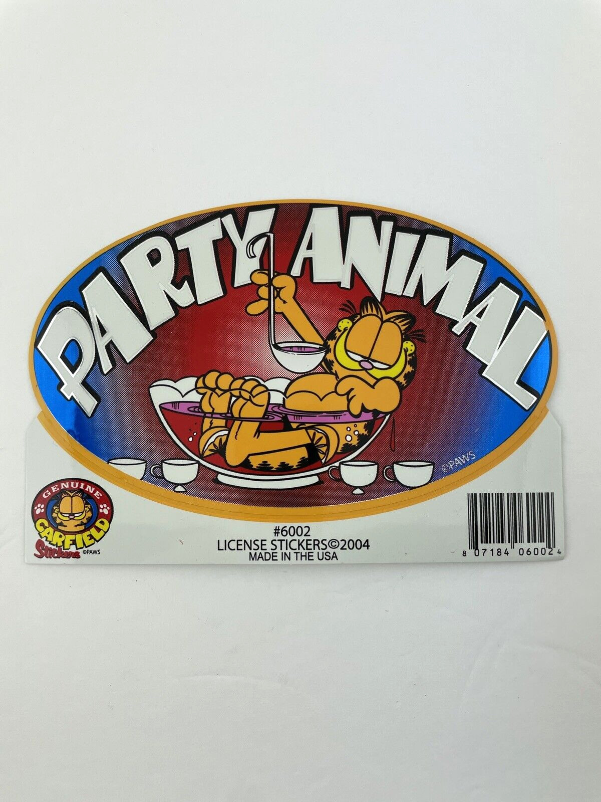 Garfield Funny Cat Sticker Party Animal Funny New Years Eve Punch Bowl 6×3.5"